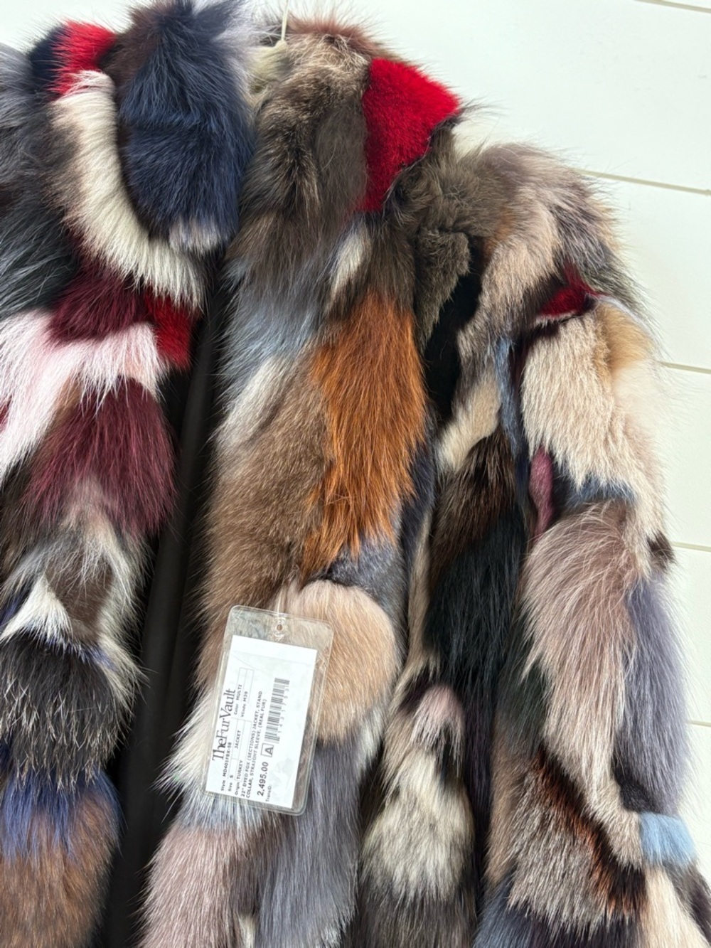 Dyed Multicolored Real Fox Fur- Women's Luxury Statement Coat - Picture 6 of 16